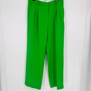 Wilfred Aritzia Lush Green High Rise Tailored Trousers Size M Wide Leg Pants